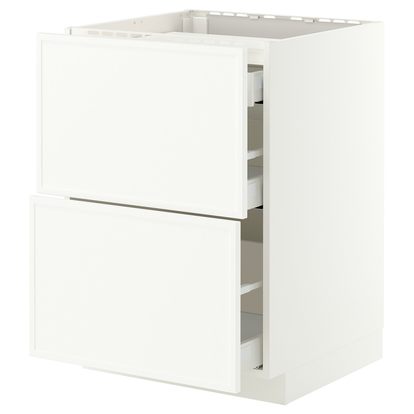 METOD / MAXIMERA base cab f hob/2 fronts/3 drawers, white/Aspudden matt white, 60x60 cm