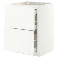 METOD / MAXIMERA base cab f hob/2 fronts/3 drawers, white/Aspudden matt white, 60x60 cm
