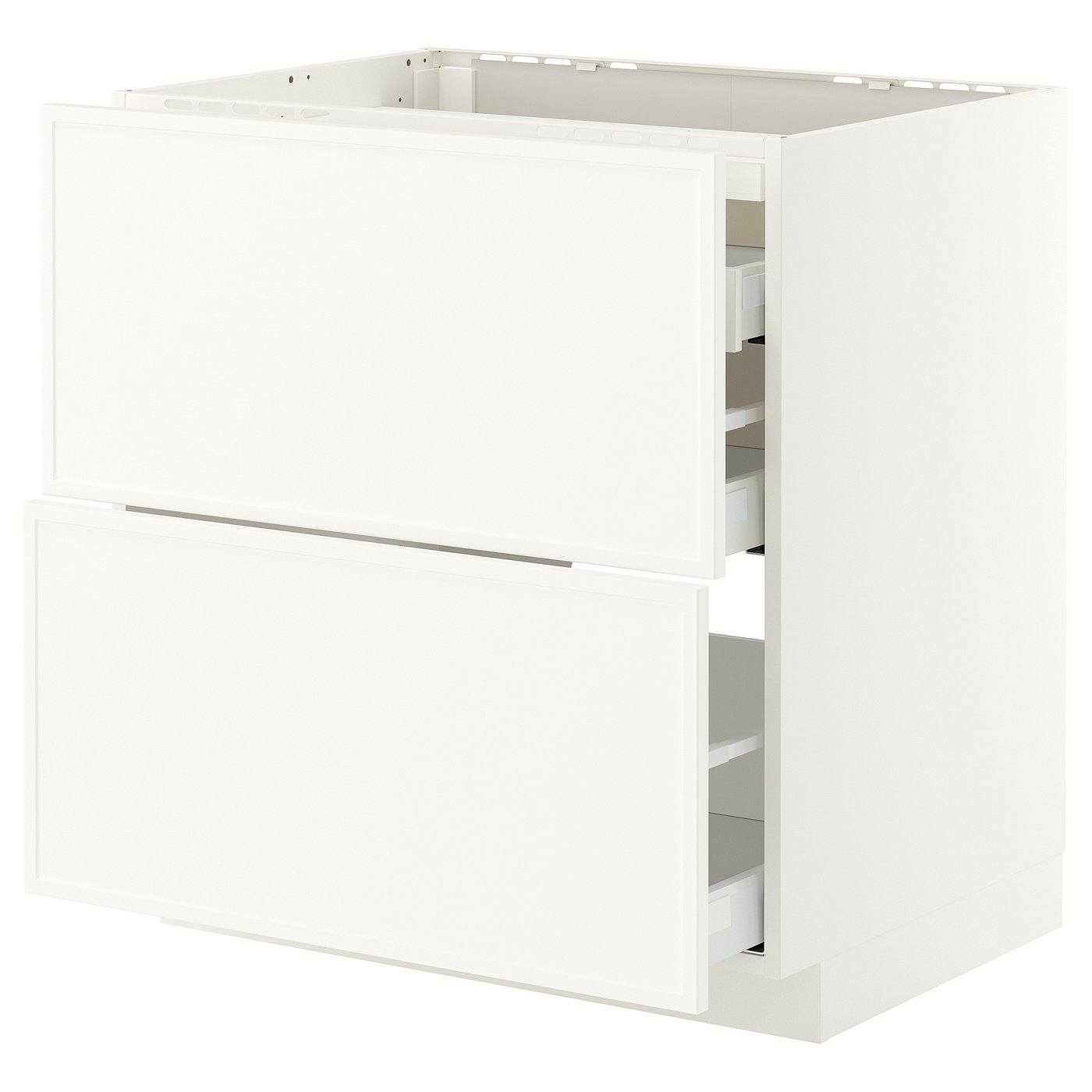 METOD / MAXIMERA base cab f hob/2 fronts/3 drawers, white/Aspudden matt white, 80x60 cm