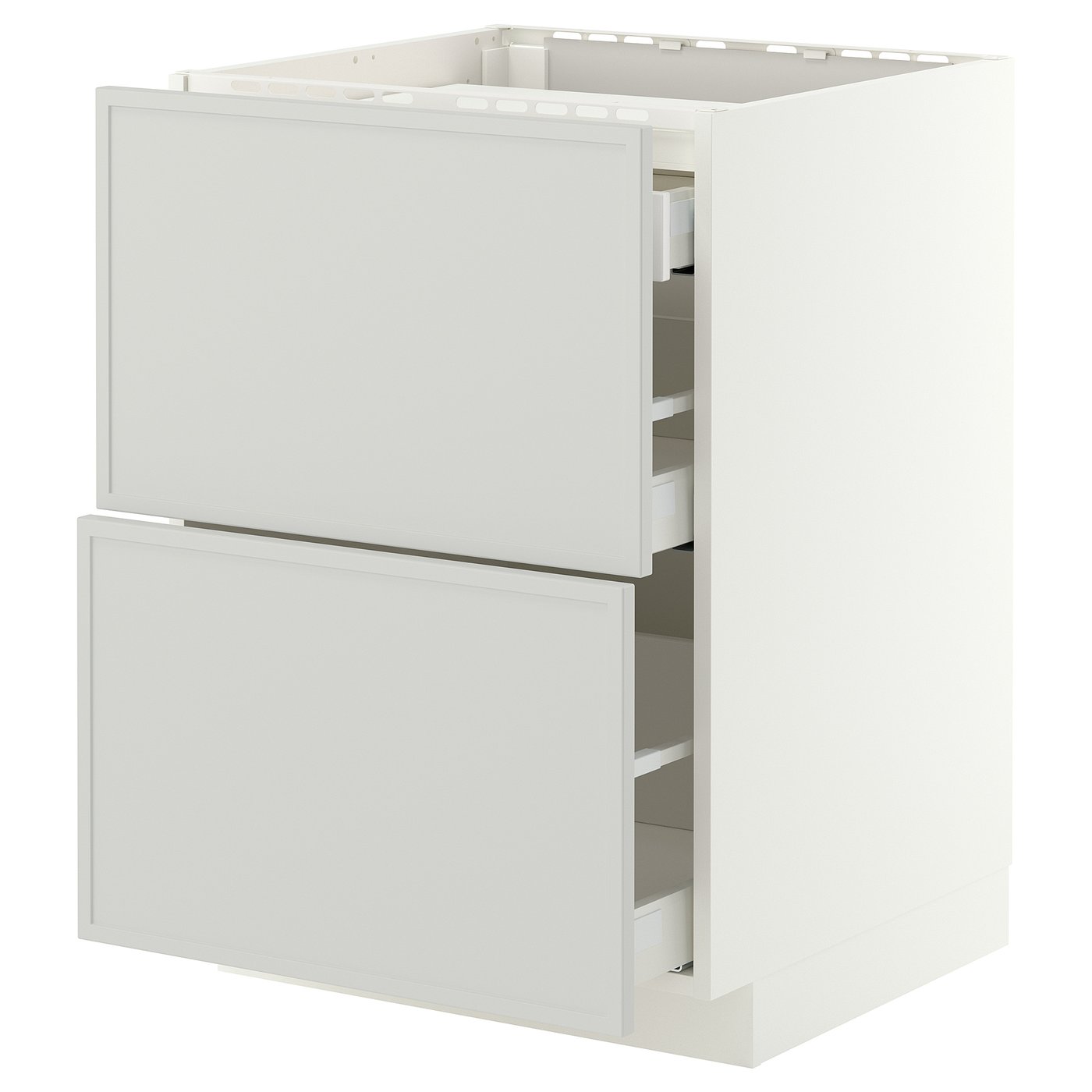 METOD / MAXIMERA base cab f hob/2 fronts/3 drawers, white/Aspudden light grey, 60x60 cm