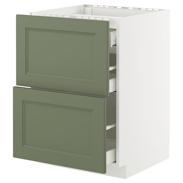 Ikea METOD / MAXIMERA - Cabinet p cooking/2frontal/3casset, white/Axstad gray-green,60x60 cm