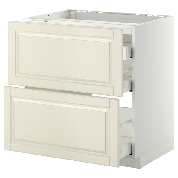 METOD / MAXIMERA base cab f hob/2 fronts/3 drawers, white/Bodbyn off-white, 80x60 cm