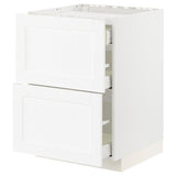 METOD / MAXIMERA base cab f hob/2 fronts/3 drawers, white Enköping/white wood effect, 60x60 cm