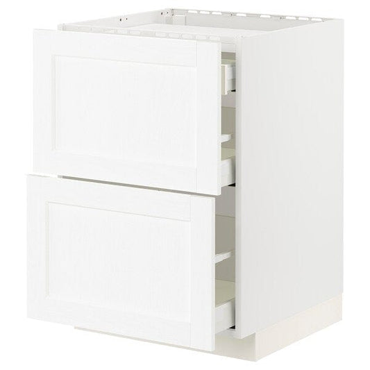 Ikea METOD / MAXIMERA - Base cab f hob/2 fronts/3 drawers, white Enköping/white wood effect, 60x60 cm