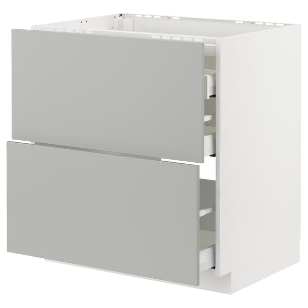 Ikea METOD / MAXIMERA - Base cab f hob/2 fronts/3 drawers, white/Havstorp light grey, 80x60 cm