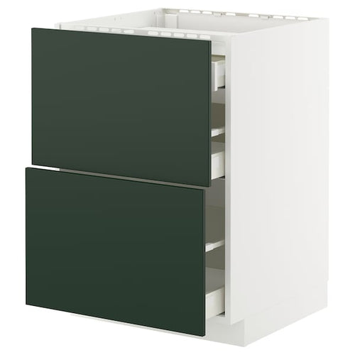 METOD / MAXIMERA - METOD / MAXIMERA Base cab f hob/2 fronts/3 drawers, white/Havstorp deep green, 60x60 cm