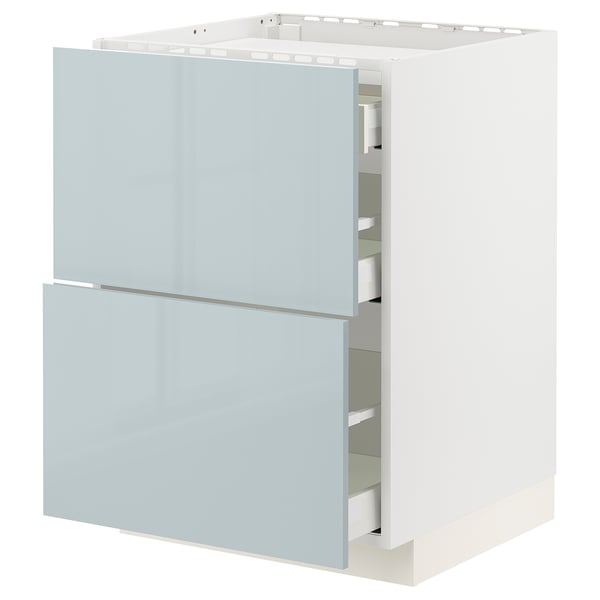 METOD / MAXIMERA - METOD / MAXIMERA Base cab f hob/2 fronts/3 drawers, white/Kallarp light grey-blue, 60x60 cm