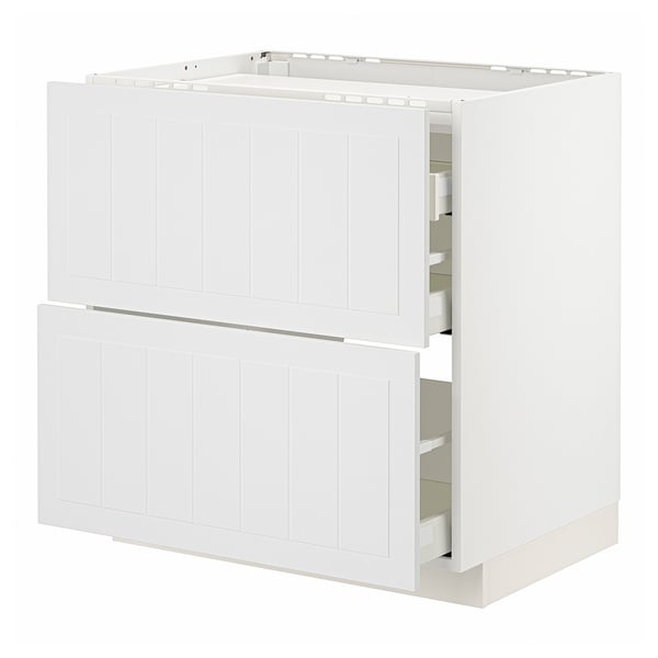 METOD / MAXIMERA base cab f hob/2 fronts/3 drawers, white/Stensund white, 80x60 cm