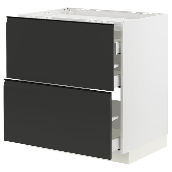 METOD / MAXIMERA base cab f hob/2 fronts/3 drawers, white/Upplöv matt anthracite, 80x60 cm