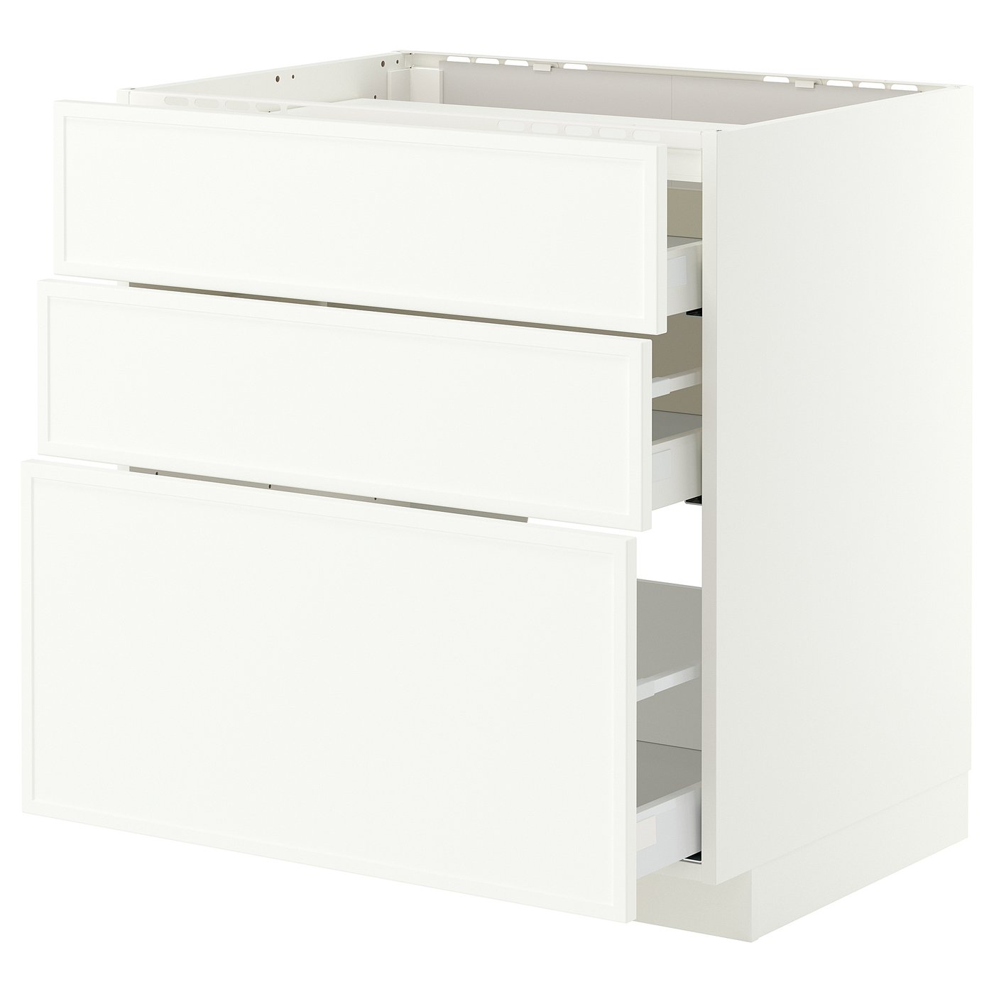 METOD / MAXIMERA base cab f hob/3 fronts/3 drawers, white/Aspudden matt white, 80x60 cm
