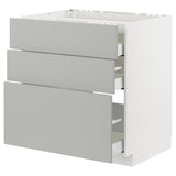METOD / MAXIMERA base cab f hob/3 fronts/3 drawers, white/Havstorp light grey, 80x60 cm