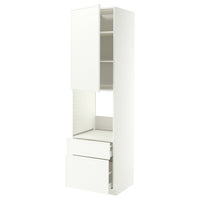 METOD / MAXIMERA high cabinet f oven+door/2 drawers, white/Aspudden matt white, 60x60x220 cm