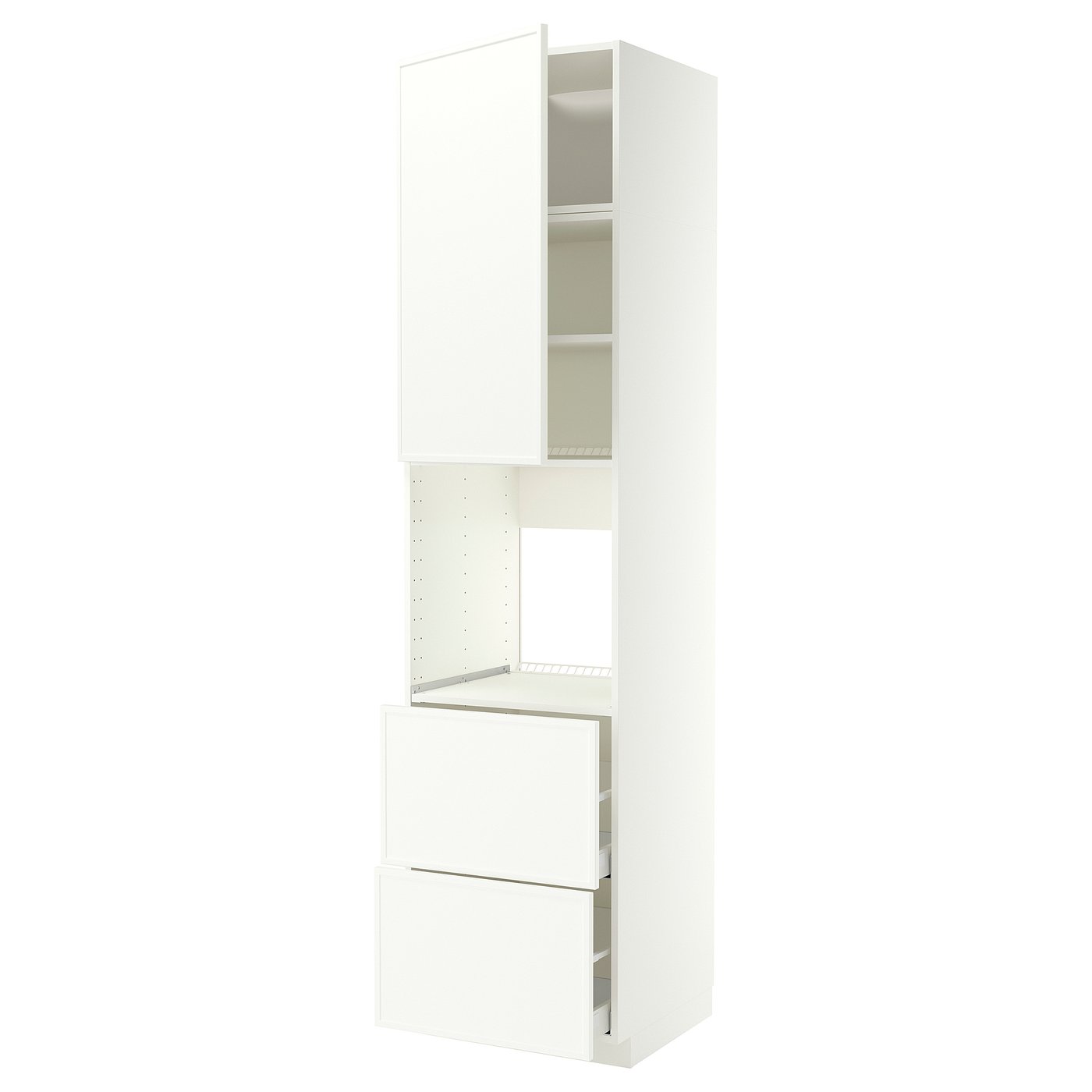 METOD / MAXIMERA high cabinet f oven+door/2 drawers, white/Aspudden matt white, 60x60x240 cm