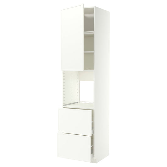 METOD / MAXIMERA high cabinet f oven+door/2 drawers, white/Aspudden matt white, 60x60x240 cm
