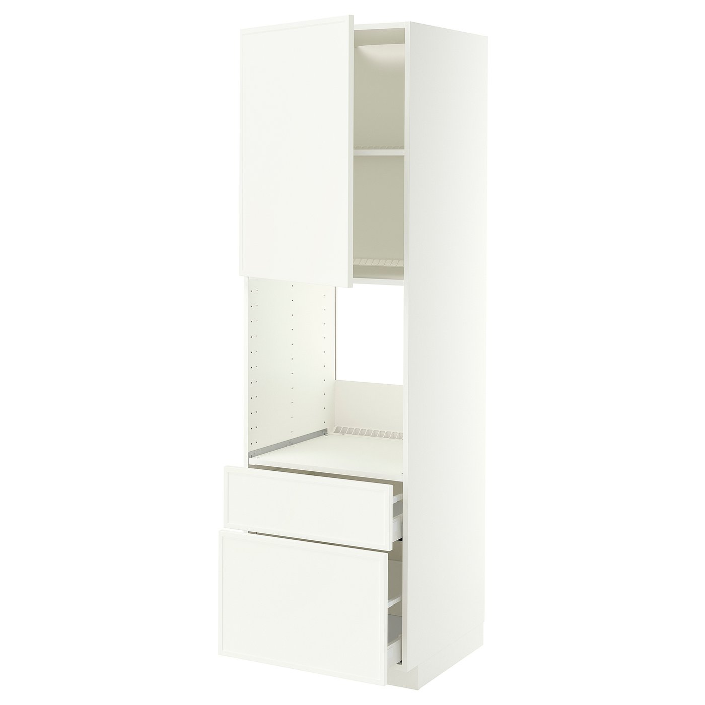 METOD / MAXIMERA high cabinet f oven+door/2 drawers, white/Aspudden matt white, 60x60x200 cm