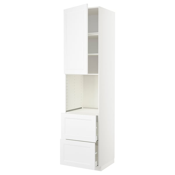 METOD / MAXIMERA high cabinet f oven+door/2 drawers, white/Axstad matt white, 60x60x240 cm