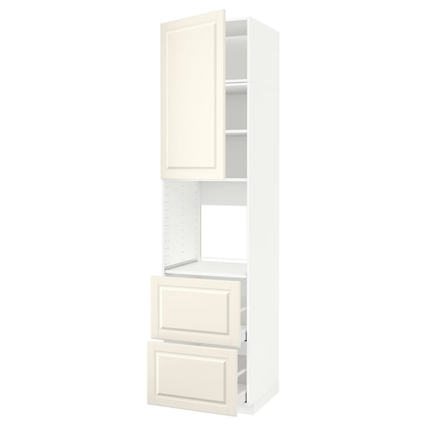 METOD / MAXIMERA high cabinet f oven+door/2 drawers, white/Bodbyn off-white, 60x60x240 cm