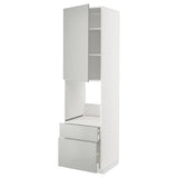 METOD / MAXIMERA high cabinet f oven+door/2 drawers, white/Havstorp light grey, 60x60x220 cm