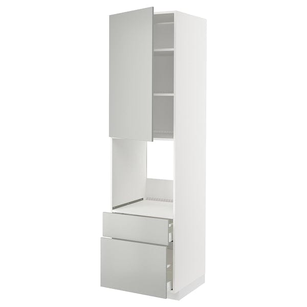 Ikea METOD / MAXIMERA - High cabinet f oven+door/2 drawers, white/Havstorp light grey, 60x60x220 cm