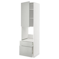 METOD / MAXIMERA high cabinet f oven+door/2 drawers, white/Havstorp light grey, 60x60x220 cm