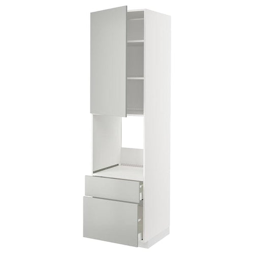 METOD / MAXIMERA - METOD / MAXIMERA High cabinet f oven+door/2 drawers, white/Havstorp light grey, 60x60x220 cm