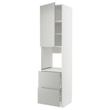 METOD / MAXIMERA high cabinet f oven+door/2 drawers, white/Havstorp light grey, 60x60x240 cm