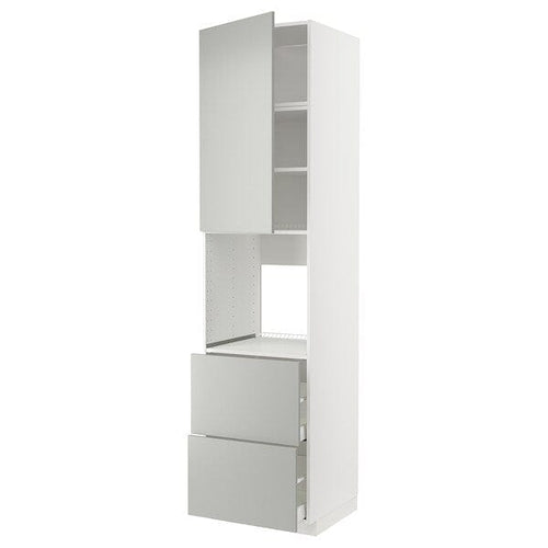 METOD / MAXIMERA - METOD / MAXIMERA High cabinet f oven+door/2 drawers, white/Havstorp light grey, 60x60x240 cm