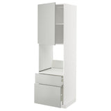 METOD / MAXIMERA high cabinet f oven+door/2 drawers, white/Havstorp light grey, 60x60x200 cm