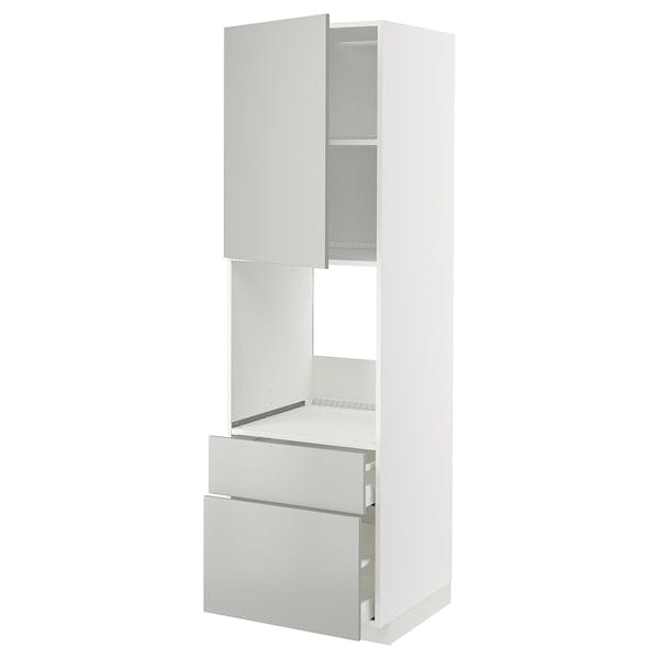 Ikea METOD / MAXIMERA - High cabinet f oven+door/2 drawers, white/Havstorp light grey, 60x60x200 cm