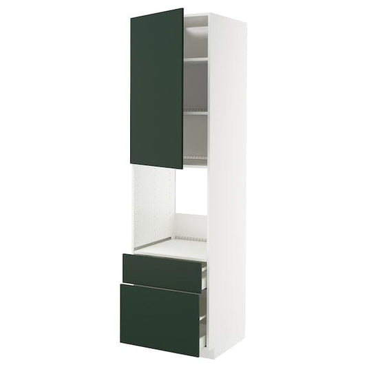 Ikea METOD / MAXIMERA - High cabinet f oven+door/2 drawers, white/Havstorp deep green, 60x60x220 cm