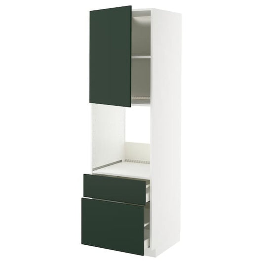 Ikea METOD / MAXIMERA - High cabinet f oven+door/2 drawers, white/Havstorp deep green, 60x60x200 cm