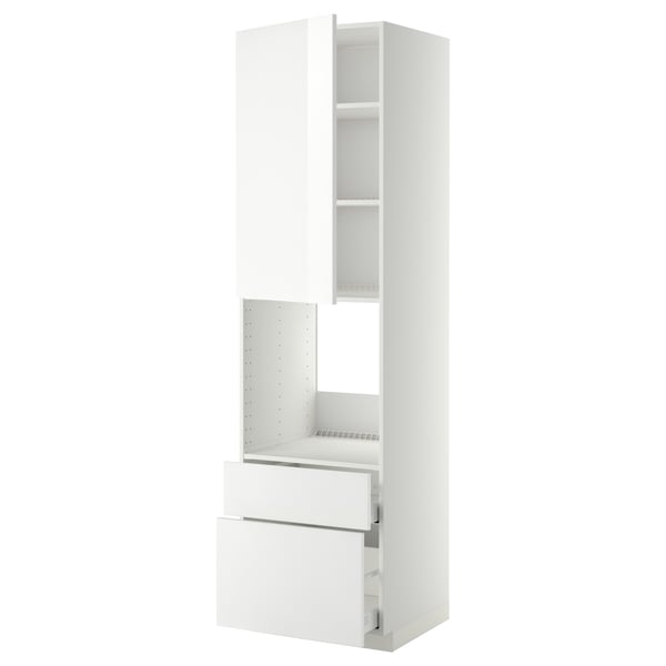 METOD / MAXIMERA high cabinet f oven+door/2 drawers, white/Ringhult white, 60x60x220 cm