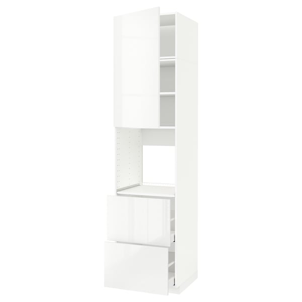 METOD / MAXIMERA high cabinet f oven+door/2 drawers, white/Ringhult white, 60x60x240 cm