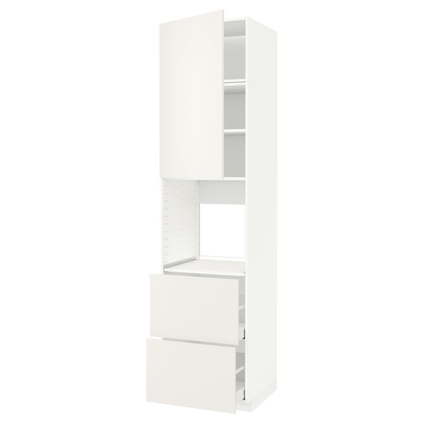 METOD / MAXIMERA high cabinet f oven+door/2 drawers, white/Veddinge white, 60x60x240 cm
