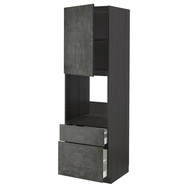 METOD / MAXIMERA - Oven cabinet + door/2 drawers , 60x60x200 cm