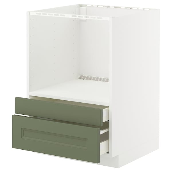 METOD / MAXIMERA - METOD / MAXIMERA Base cabinet f combi micro/drawers, white/Axstad grey-green, 60x60 cm