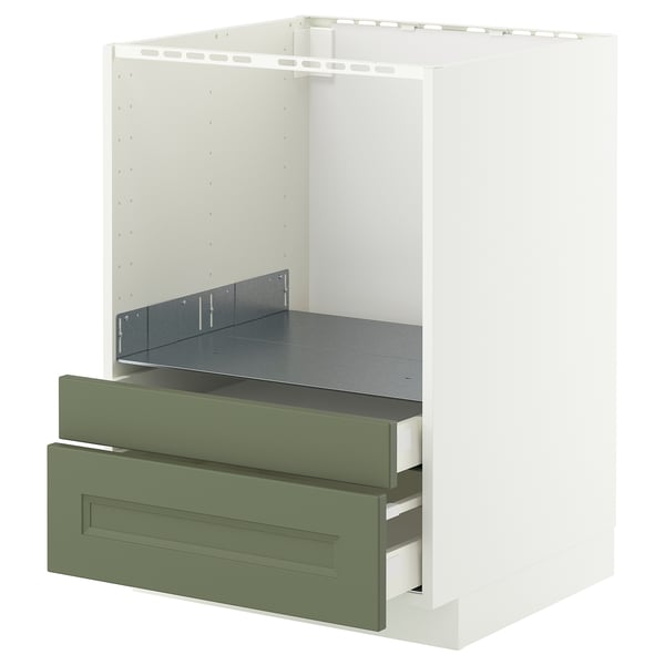 METOD / MAXIMERA - METOD / MAXIMERA Base cabinet f combi micro/drawers, white/Axstad grey-green, 60x60 cm