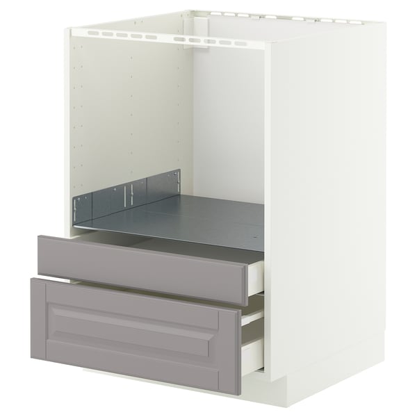METOD / MAXIMERA - Base cabinet f combi micro/drawers, white/Bodbyn grey ,