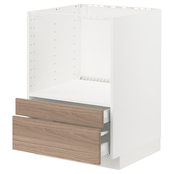 METOD / MAXIMERA Mobile for microwave combi/drawers - white/Brokhult light gray 60x60 cm ,