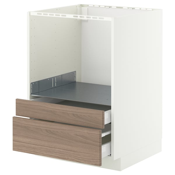 METOD / MAXIMERA Mobile for microwave combi/drawers - white/Brokhult light gray 60x60 cm ,