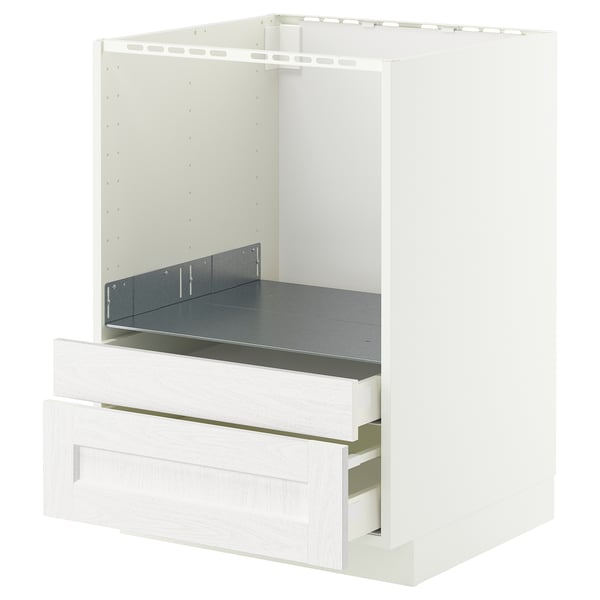 METOD / MAXIMERA base cabinet f combi micro/drawers, white Enköping/white wood effect, 60x60 cm