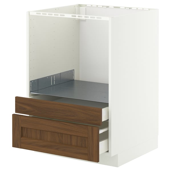 METOD / MAXIMERA - METOD / MAXIMERA Base cabinet f combi micro/drawers, white Enköping/brown walnut effect, 60x60 cm