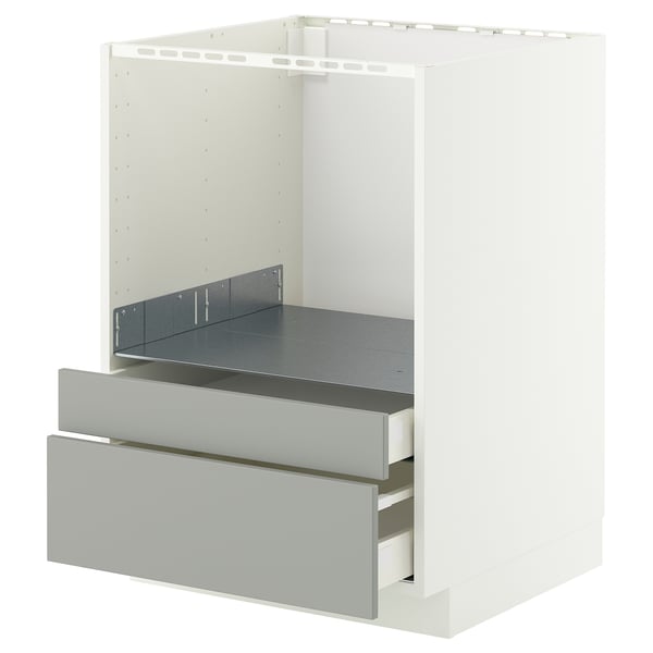 METOD / MAXIMERA base cabinet f combi micro/drawers, white/Havstorp light grey, 60x60 cm