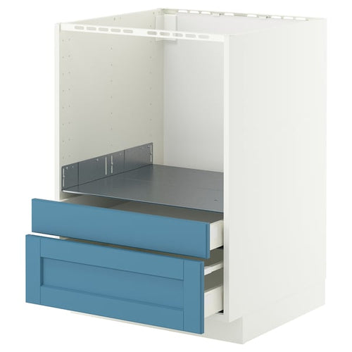 METOD / MAXIMERA base cabinet f combi micro/drawers, white/Lerhyttan blue, 60x60 cm