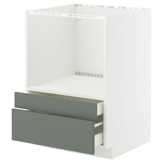 Ikea METOD / MAXIMERA - Base cabinet f combi micro/drawers, white/Nickebo matt grey-green, 60x60 cm