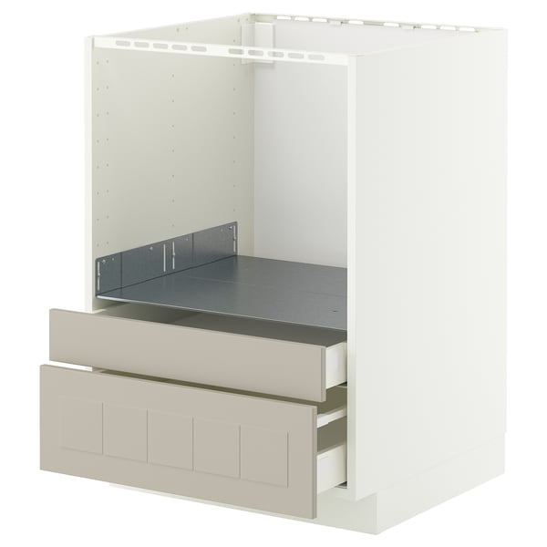 METOD / MAXIMERA - Base cabinet f combi micro/drawers, white/Stensund beige , 60x60 cm