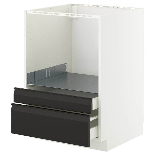 METOD / MAXIMERA - Base cabinet f combi micro/drawers, white/Upplöv matt anthracite , 60x60 cm
