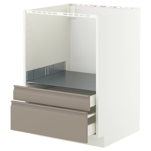 METOD / MAXIMERA - Base cabinet f combi micro/drawers, white/Upplöv matt dark beige , 60x60 cm