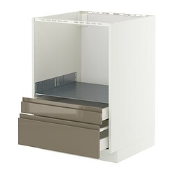 METOD / MAXIMERA - METOD / MAXIMERA Base cabinet f combi micro/drawers, white/Voxtorp high-gloss dark grey-brown, 60x60 cm