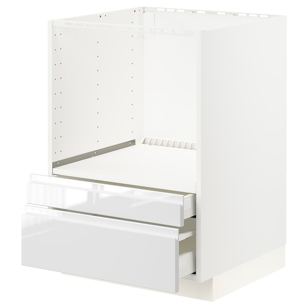 METOD / MAXIMERA - Base cabinet f combi micro/drawers, white/Voxtorp high-gloss/white , 60x60 cm